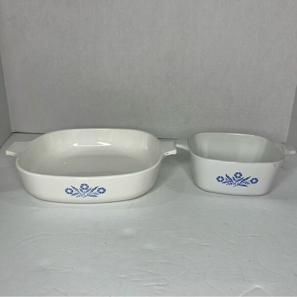 Vintage Bundle of Two CORNING WARE BLUE CORNFLOWER  Size 9” and 2 3/4 Cup White - Picture 4 of 14